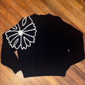 Black Sweater with White Floral Design